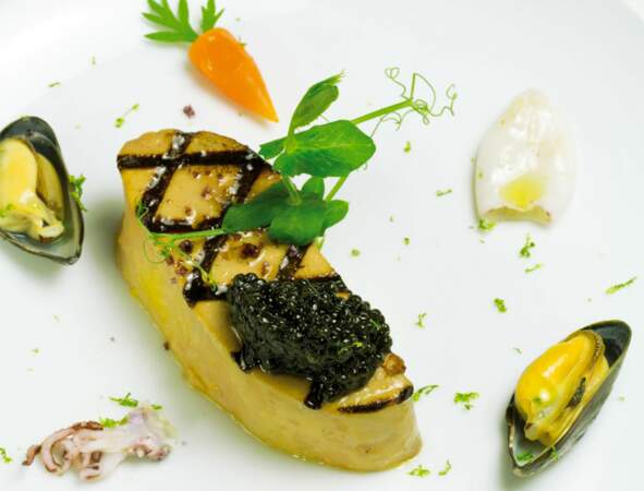 Foie gras, marinière de moule et caviar de Philippe Etchebest