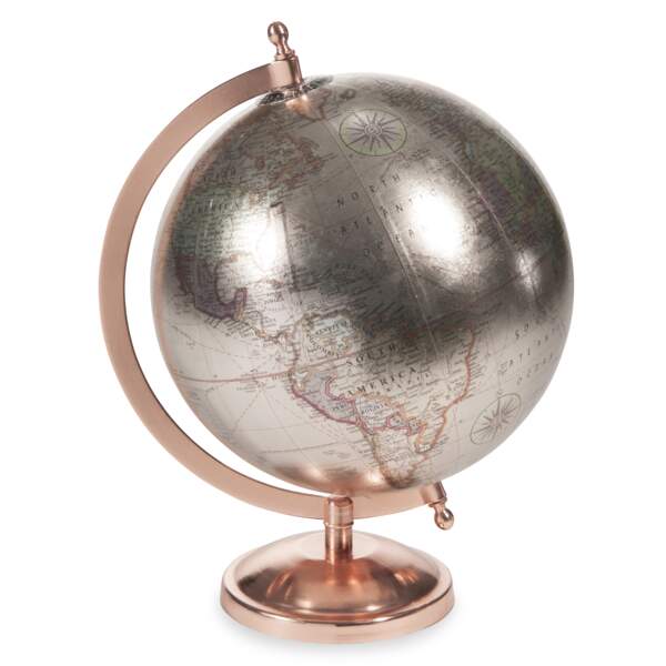 Globe terrestre carte du monde cuivré