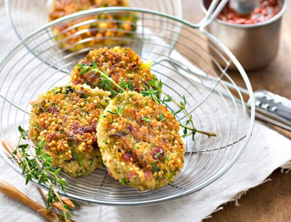 Croquettes de quinoa, brocolis et lardons