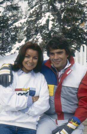 Bernard Tapie avec sa femme Dominique à Courchevel en 1986.