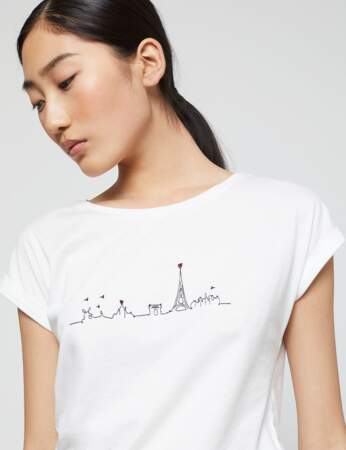 Tee-shirt blanc : parisienne