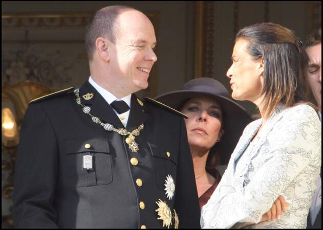 Le prince Albert II de Monaco et sa soeur Stéphanie le jour de la fête nationale en 2005.