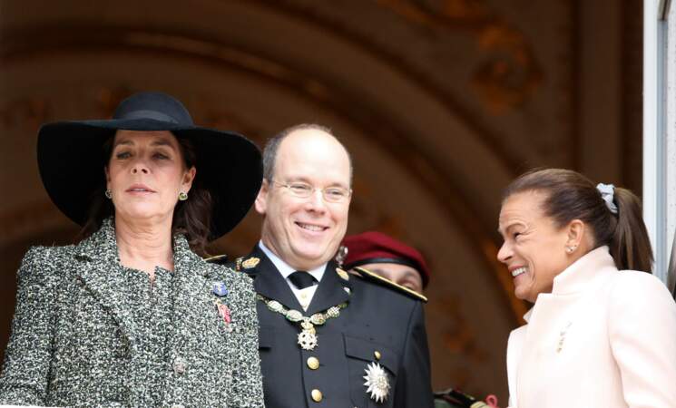 Le prince Albert II de Monaco et ses soeurs Caroline et Stéphanie le jour de la fête nationale en 2013.