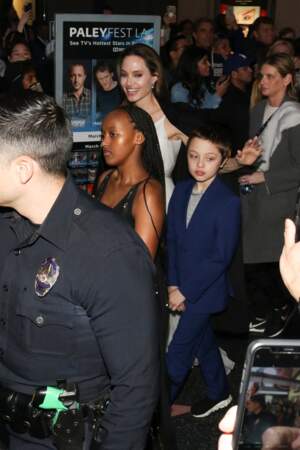 Angelina Jolie avec Knox Léon (10 ans) et Zahara (14 ans)