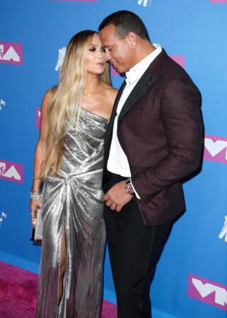 Jennifer Lopez et Alex Rodriguez à la cérémonie des MTV Video Music Awards à New York le 20 août 2018.