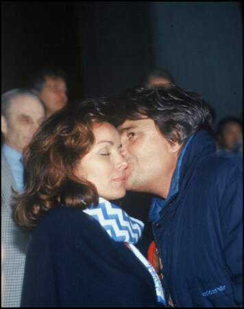 Bernard Tapie et sa femme Dominique Tapie, en 1991, lors de la finale de coupe d'Europe Marseille Belgrade. 