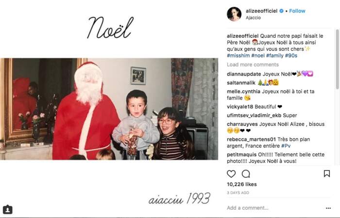 Alizée partage un souvenir de Noël 