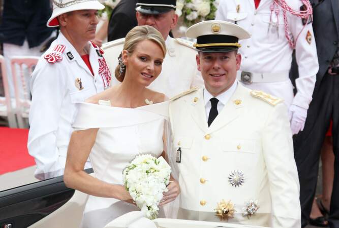 Le prince Albert II de Monaco et Charlène Wittstock le jour de leur mariage le 2 juillet 2011.