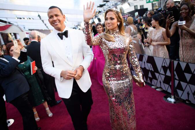 Alex Rodriguez et Jennifer Lopez à l'arrivée de la 91ème cérémonie des Oscar Hollywood le 24 février 2019.