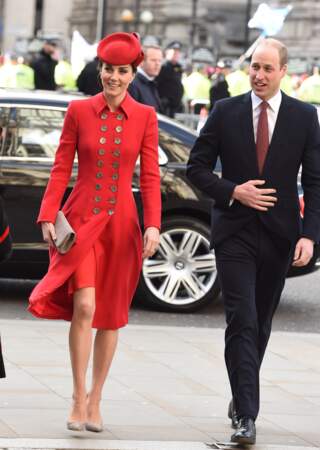 Kate Middleton habillée en Catherine Walker, avec le prince William
