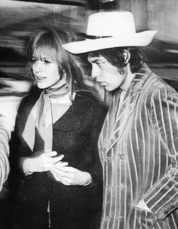 Mick Jagger et Marianne Faithfull au festival de San Remo en Italie le 3 février 1967.