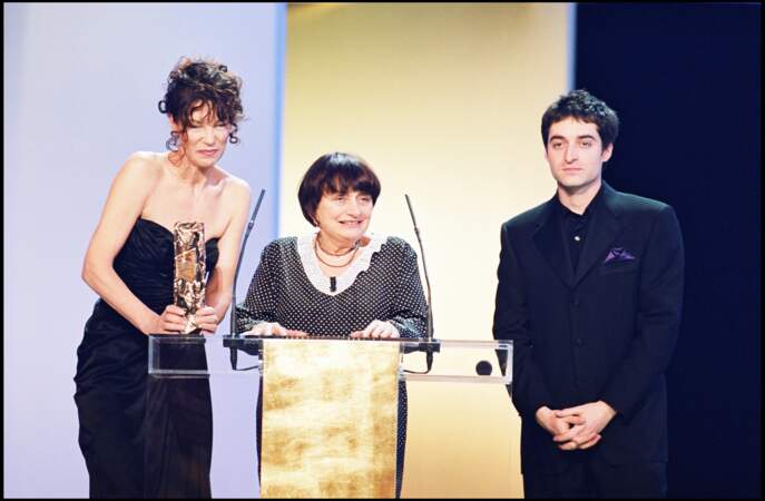 Jane Birkin, Agnès Varda et son fils Mathieu Demy lors de la cérémonie des César le 25 février 2001.