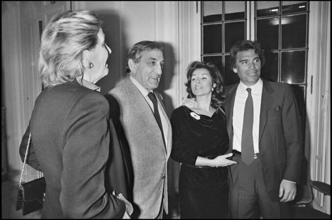 Bernard Tapie, sa femme Dominique avec Lino Ventura et sa femme Odette, le 7 janvier 1986.
