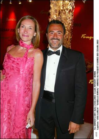 José Garcia et sa femme Isabelle Doval à la soirée des Césars au Fouquet's le 22 février 2003.