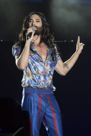 Concert de Conchita Wurst lors de la World Pride 2017 à Madrid, le 1er juillet 2017.