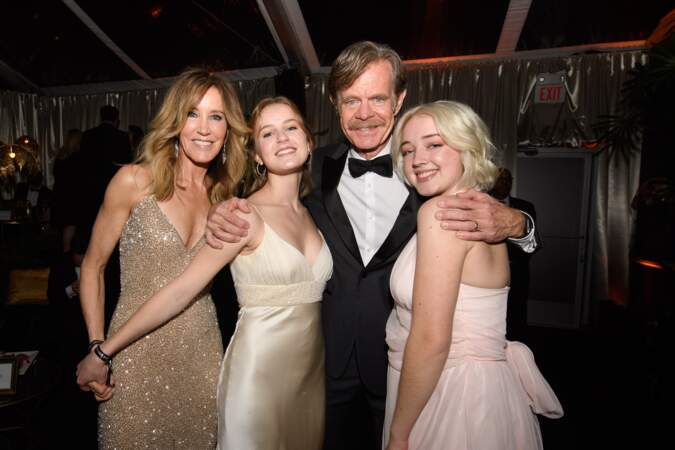 Avec son mari William H. Macy et leurs filles Sofia Grace et Georgia Grace à la cérémonie des Golden Globes en 2019