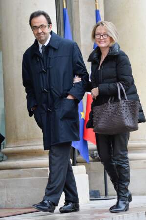 Claude Chirac et son mari Frédéric Salat-Baroux au Palais de l'Elysée le 23 mars 2017.