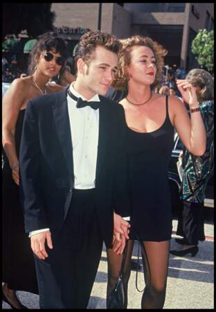 Luke Perry et son ex-femme Rachel Minnie Sharp à la cérémonie des Emmy Awards (1991)
