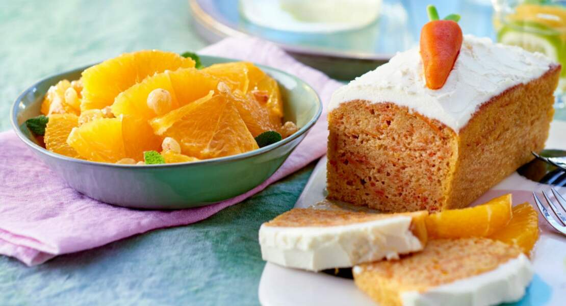 Cake léger aux carottes et salade d’orange à la marocaine