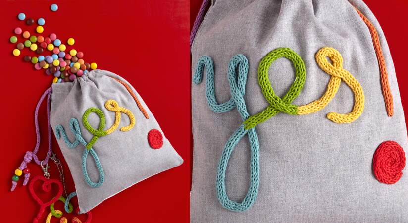 Un sac à goûter customisé au tricotin