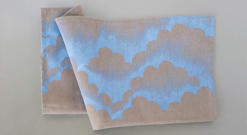 Peinture textile : des serviettes nuage