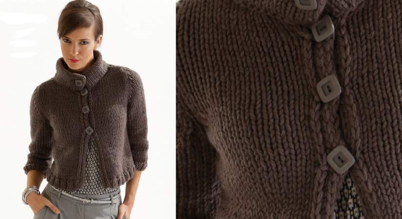 Façon gilet la veste courte au point fantaisie à tricoter