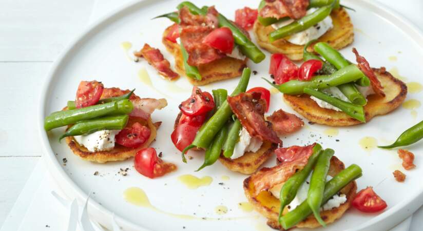 Petites socca haricots verts-bacon à l'italienne