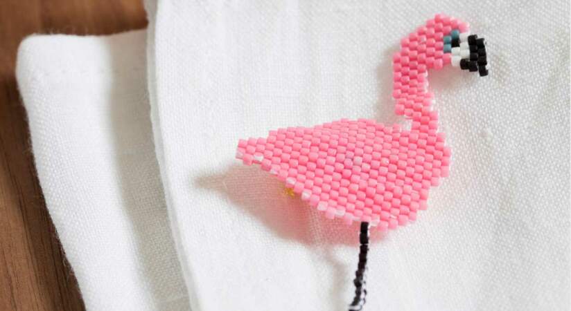 Broche flamant rose