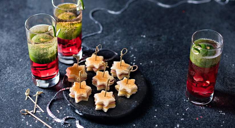 Mini-croques et cocktail ginger hibiscus 