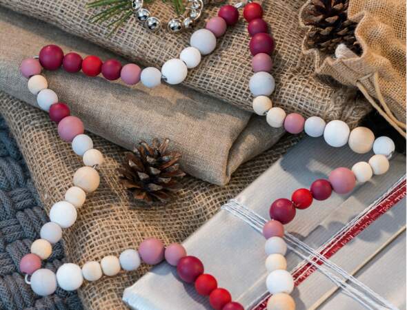 Pour Noël, un intérieur nature vintage avec... des étoiles en perles