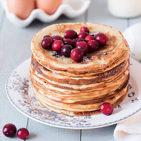Pancakes légers au lait de Brebis ½ écrémé Lactel® et aux cranberries