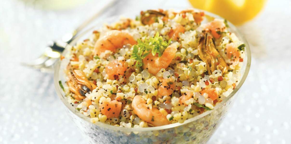 Salade océane au quinoa gourmand et perles du Japon