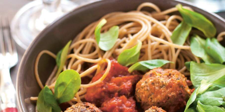 Polpettes italiennes aux herbes et spaghettis d’épeautre