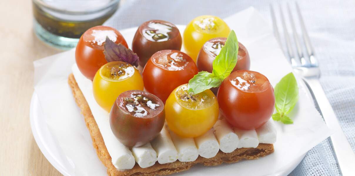 Tarte fine au St Moret® et tomates cerise au basilic