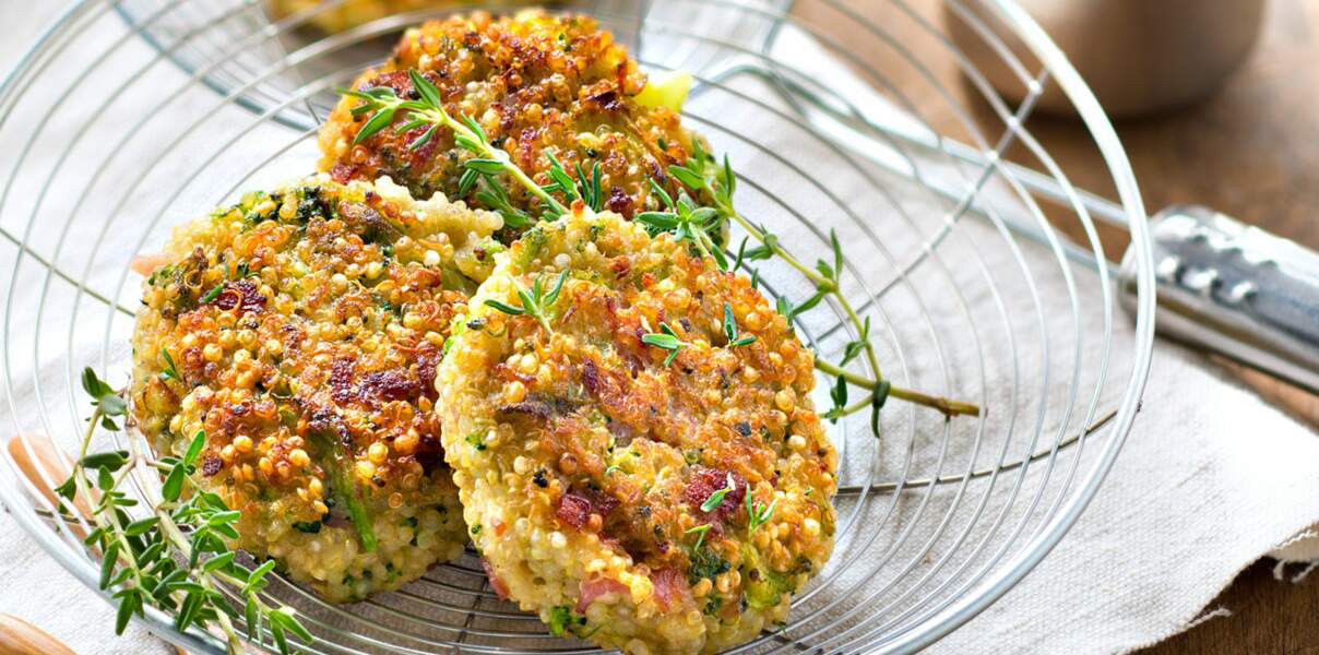 Croquettes de quinoa, brocoli et bacon