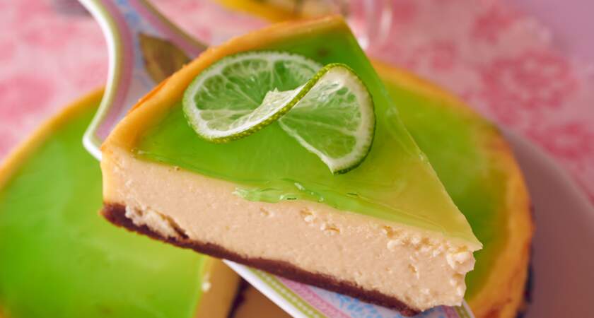 Cheesecake au chocolat blanc, citron vert et basilic