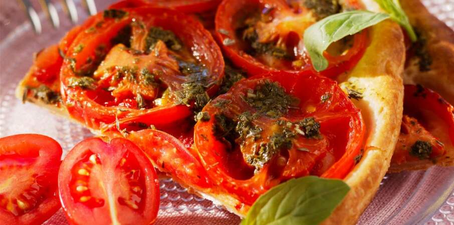 Tarte fine tomates et pesto