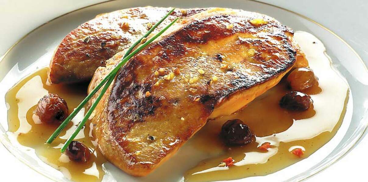 Foie gras poêlé aux raisins 