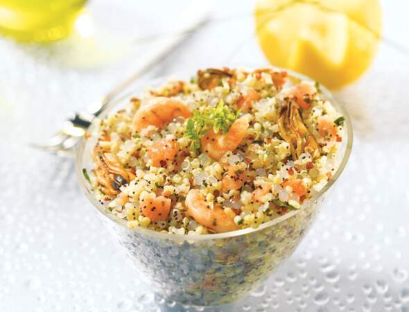 Salade océane aux perles du Japon et quinoa
