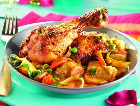 Curry de poulet aux légumes crémeux
