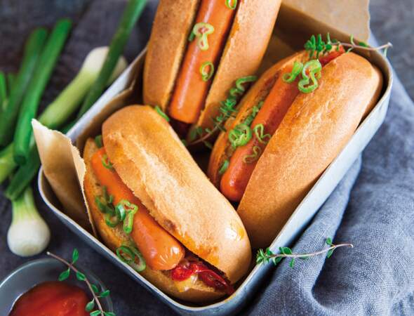 Mini hot dog, saucisses végétales