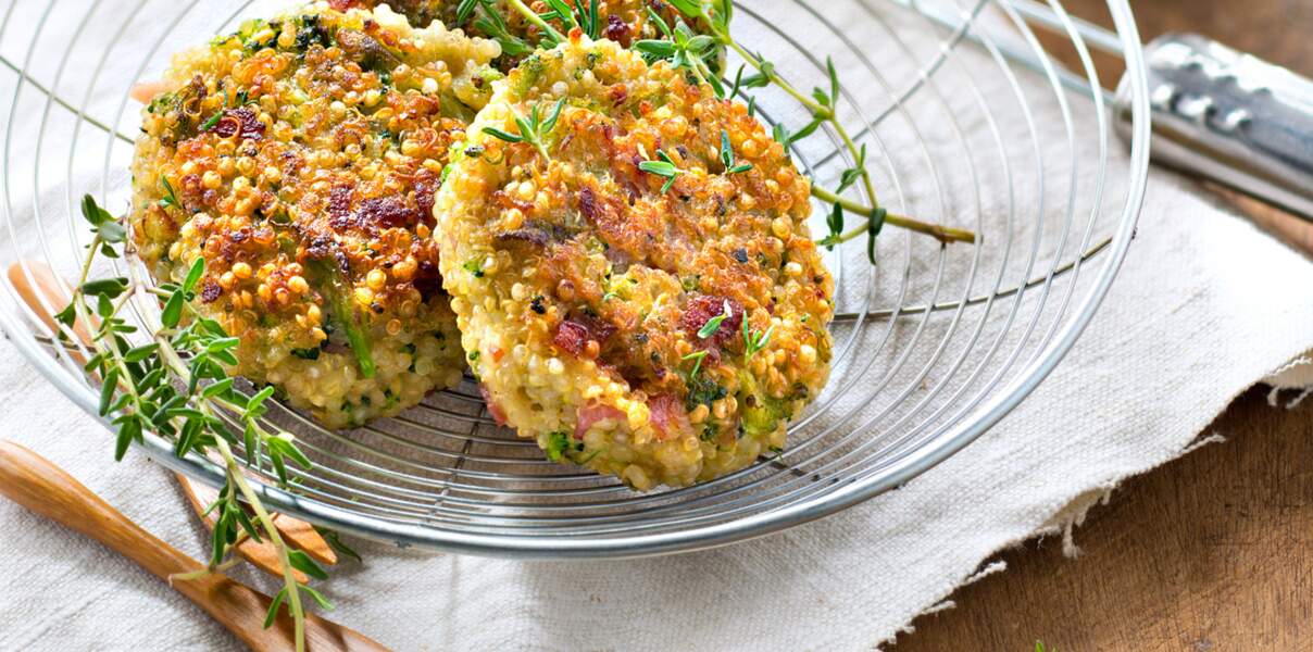 Croquettes faciles quinoa, bacon et brocoli