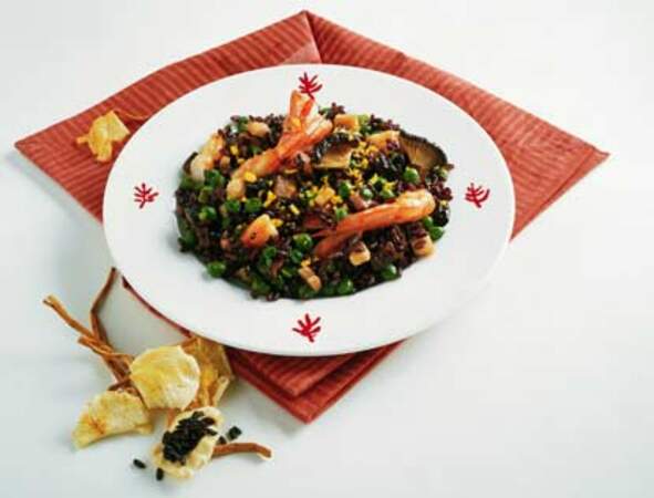Salade de riz noir aux crevettes