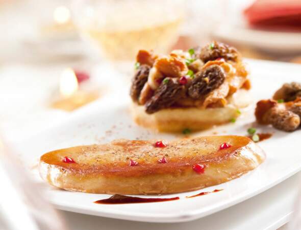 Foie gras poêlé et son tatin de champignons