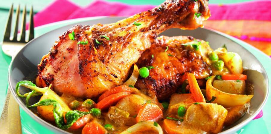Curry de poulet aux légumes crémeux
