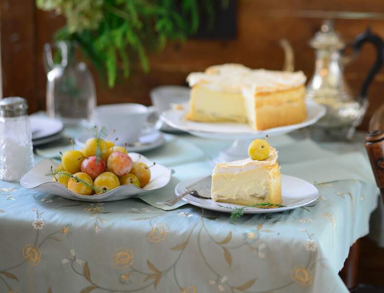 Gâteau aux mirabelles et fromage blanc