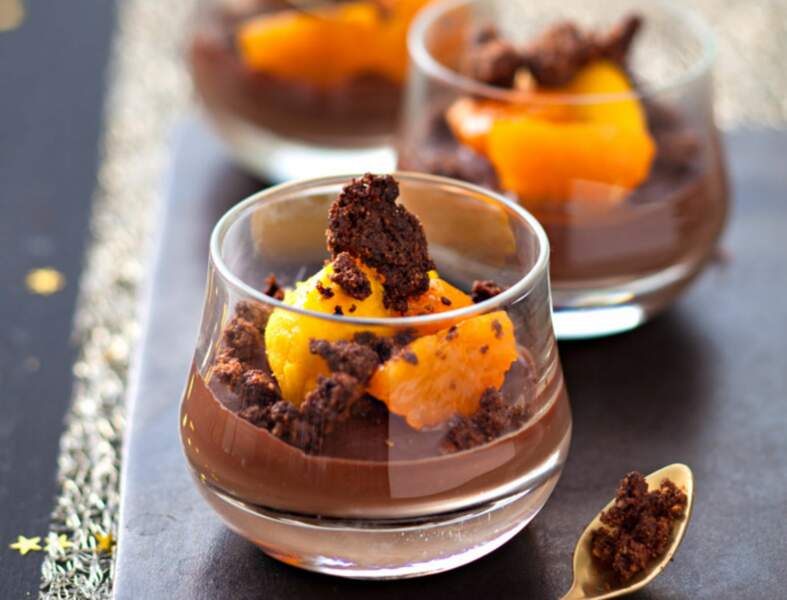 Verrines crumble chocolat-mandarine
