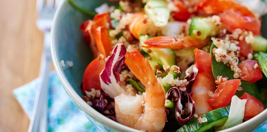 Salade complète aux crevettes