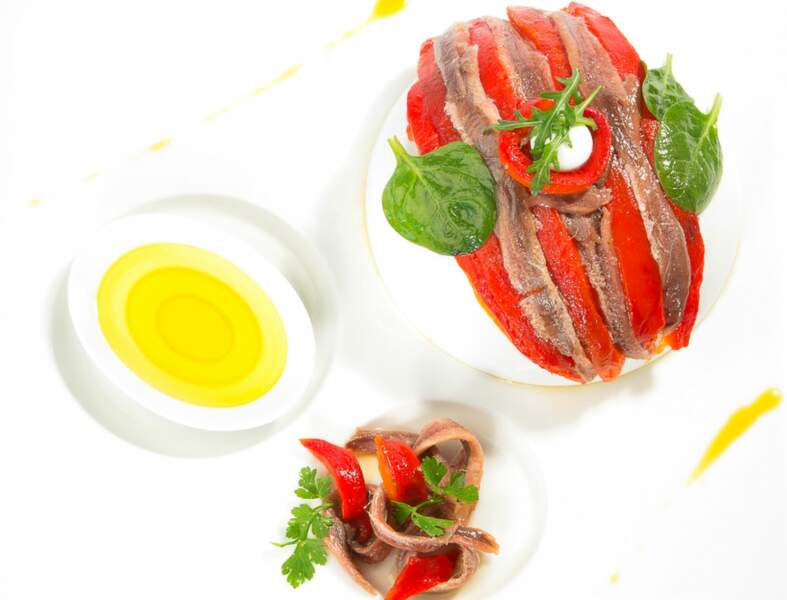 Poivrons et anchois marinés à l’huile d’olive