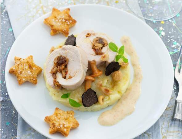 Roulade de dinde et crème de champignons aux truffes